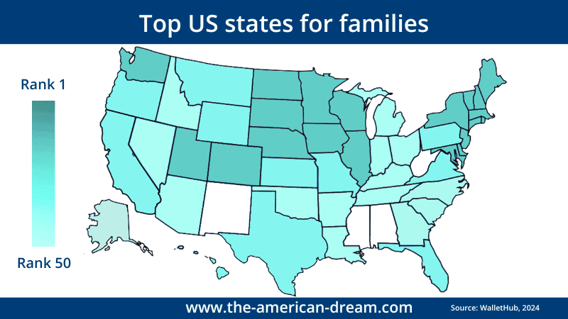 Infographic best US states for families