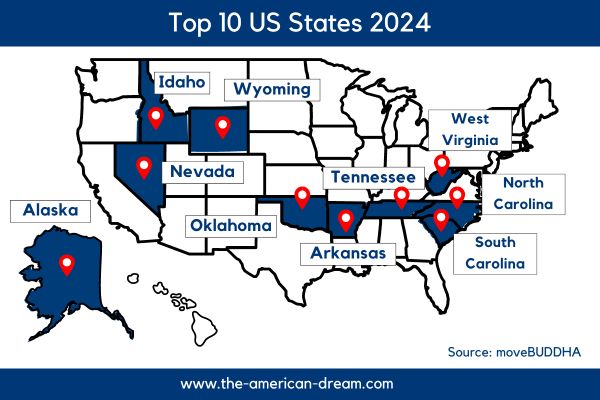 Map USA Top States 2023